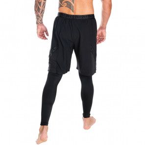 2-1 short with long legging- Black/Black