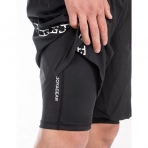 2-1 short with short legging- Black/White