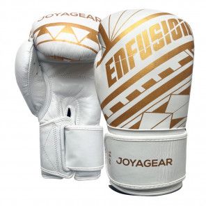 JGxEnfusion Tribe Velcro Boxing Gloves – White/Gold